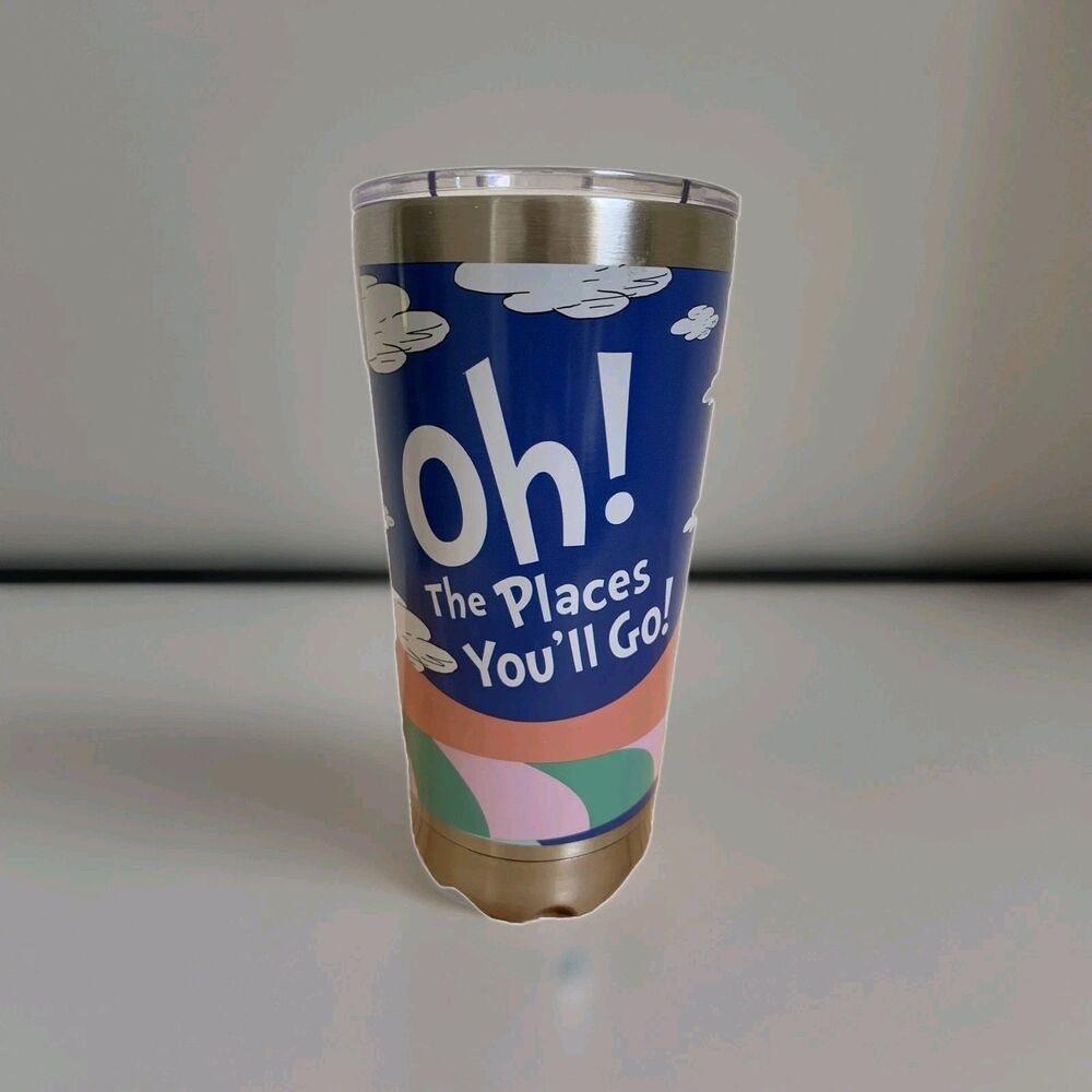 Dr Suess Travel Mug Oh The Places You’ll Go Tumbler Stainless Steel 20 oz New